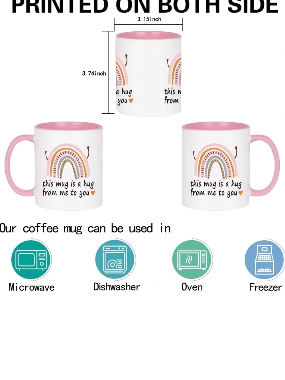 Friendship Gifts: Hug Mug - 11 Oz Pink, Perfect for Best Friends